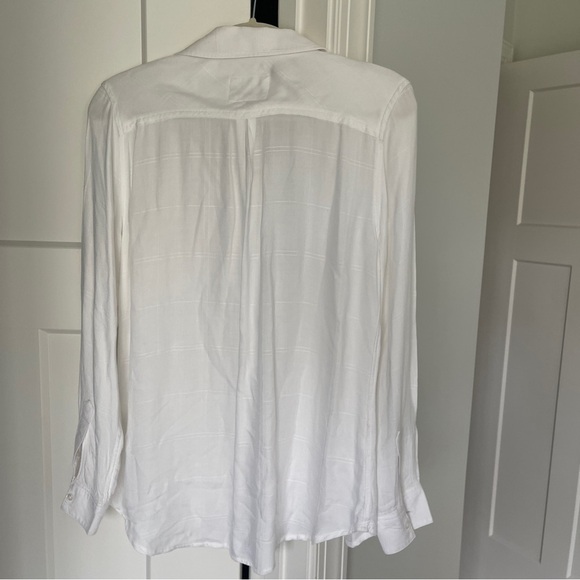 Hunter Plaid Shirt Light Ivory Check Button Down Blouse - Picture 7 of 7